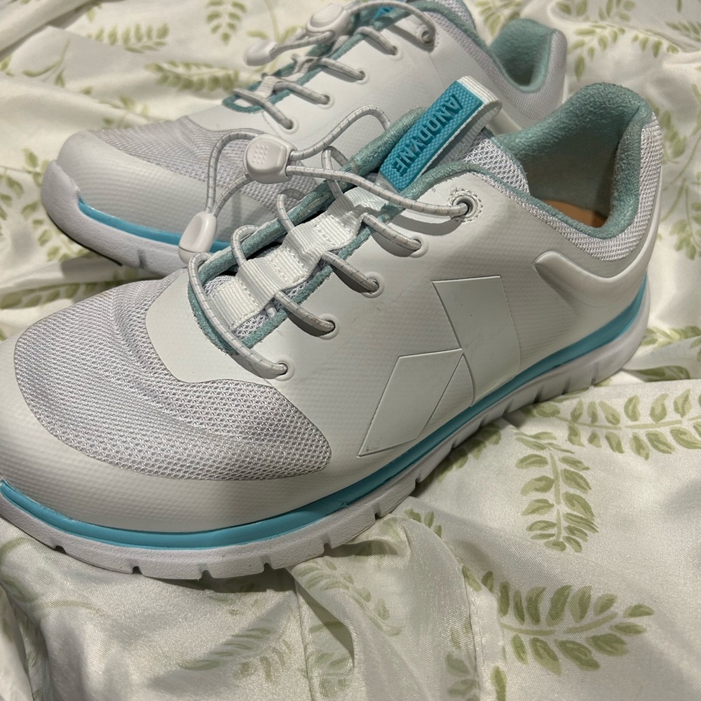 Anodyne White and Light Blue Athletic Shoes